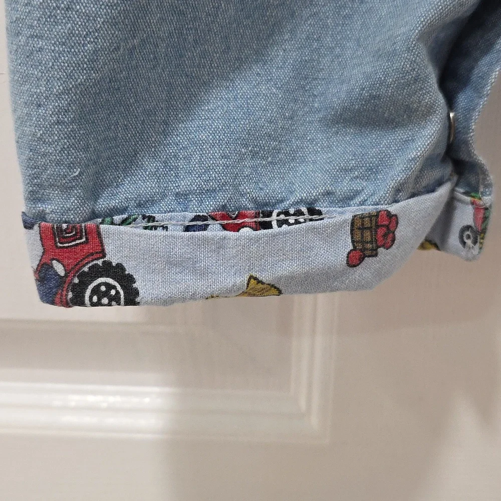 VTG OshKosh B'Gosh Made in USA Overalls 2T Vestbak Denim Tractor Cuff Truck Rare